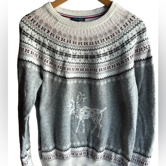 Vintage Fair Isle Sweater 90's Tommy Hilfiger Sweater Reindeer Christmas Sweater - Picture 1 of 6